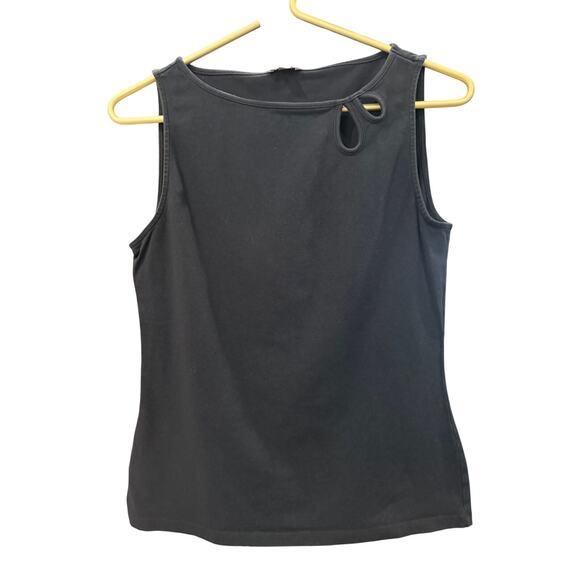 Ann Taylor Black Sleeveless Tank Crew Neck Oval Cutouts Size M EUC - Picture 4 of 6